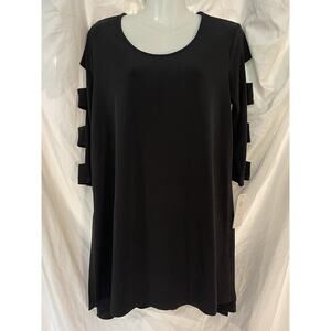 CIARA SUN WOO Black Dress Women’s Medium Swing Pullover Cutout 3/4 Sleeve NEW